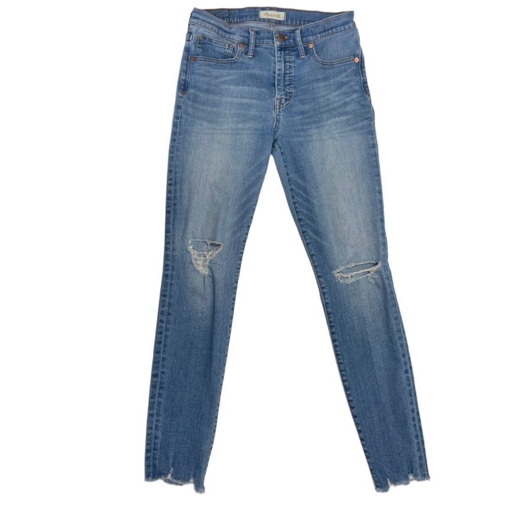 MADEWELL Cool Sexy 9" Mid-Rise Skinny Jeans Frankie Wash Torn Knee 28" Lean Legs